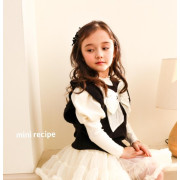 Mini Recipe Big Ribbon Black Knit Vest